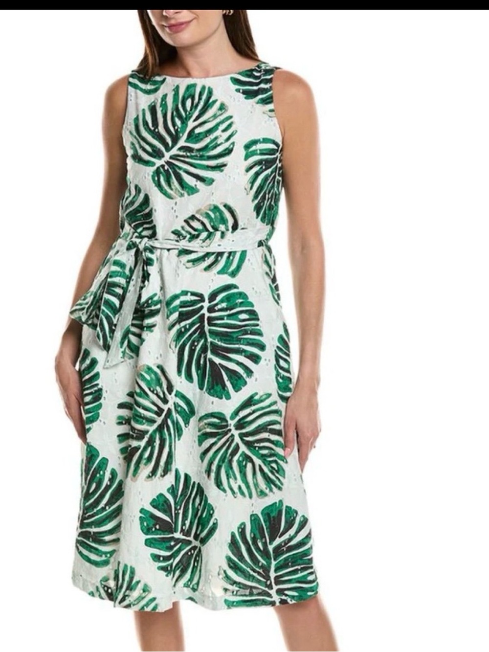 Anne Klein Women's Printed Cotton Eyelet Dress
